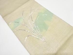 アンティーク　紗　草葉模様刺繍袋帯（材料）